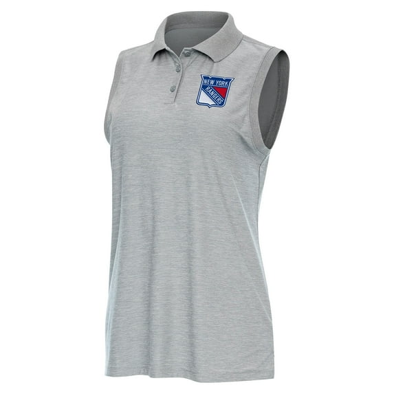 Women's Antigua Heather Gray New York Rangers Recap Sleeveless Polo