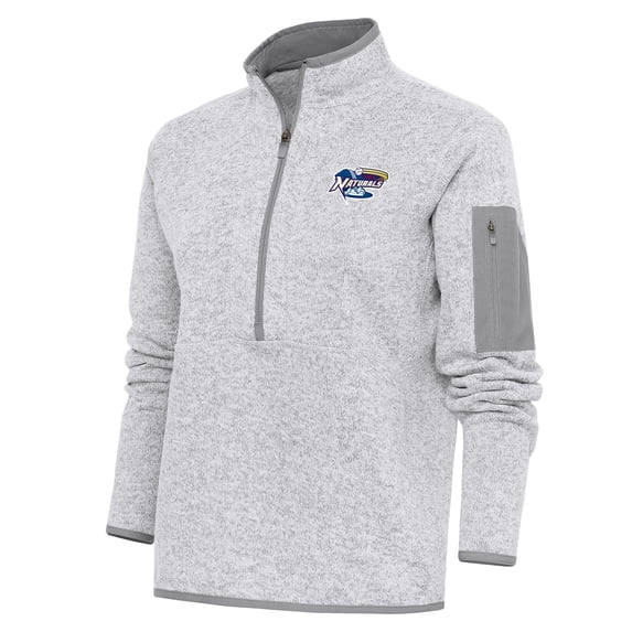 Women's Antigua Heather Gray Northwest Arkansas Naturals Fortune Half-Zip Pullover Jacket