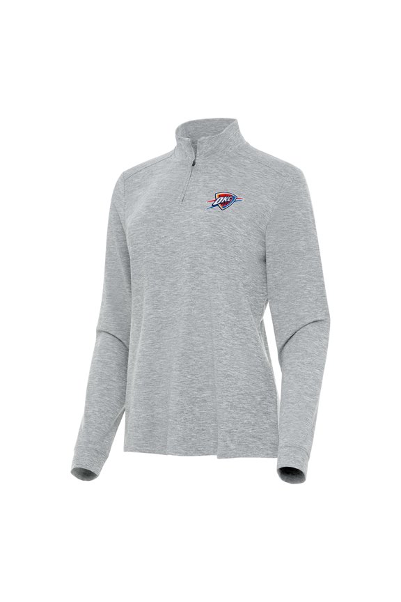Women's Antigua  Heather Gray Oklahoma City Thunder Mentor Quarter-Zip Mock Long Sleeve Top
