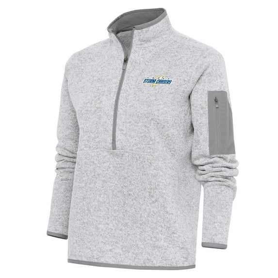 Women's Antigua Heather Gray Omaha Storm Chasers Fortune Half-Zip Pullover Jacket