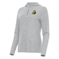 Women's Antigua Heather Gray Oregon Ducks Daybreak Quarter-Zip Hoodie