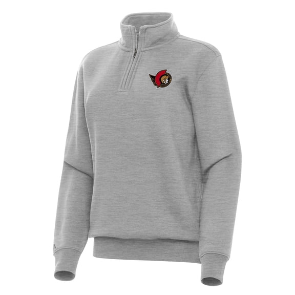 Women's Antigua Heather Gray Ottawa Senators Victory Quarter-Zip Sweatshirt