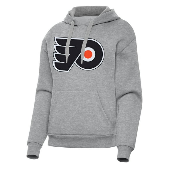 Women's Antigua Heather Gray Philadelphia Flyers Victory Pullover Hoodie