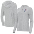 thumbnail image 1 of Women's Antigua Heather Gray Pittsburgh Pirates Daybreak Quarter-Zip Hoodie, 1 of 3