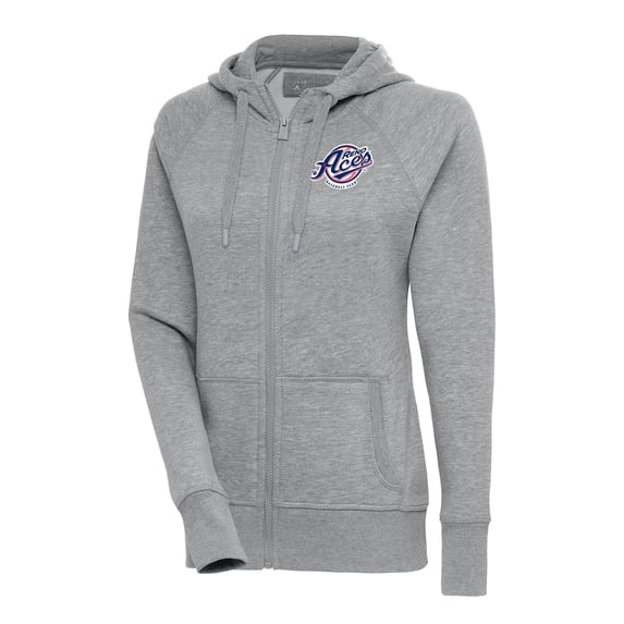 Women's Antigua Heather Gray Reno Aces Victory Full-Zip Hoodie