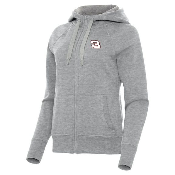 Women's Antigua Heather Gray Richard Childress Racing Victory Full-Zip Hoodie