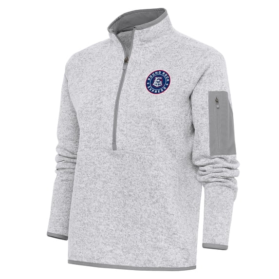 Women's Antigua Heather Gray Round Rock Express Fortune Half-Zip Pullover Jacket