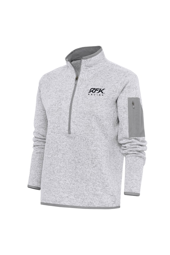 Women's Antigua  Heather Gray Roush Fenway Keselowski Racing Fortune Half-Zip Pullover Sweater