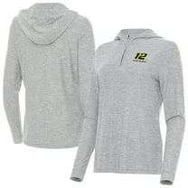 Women's-Antigua  Heather Gray Ryan Blaney Daybreak Quarter-Zip Pullover Hoodie