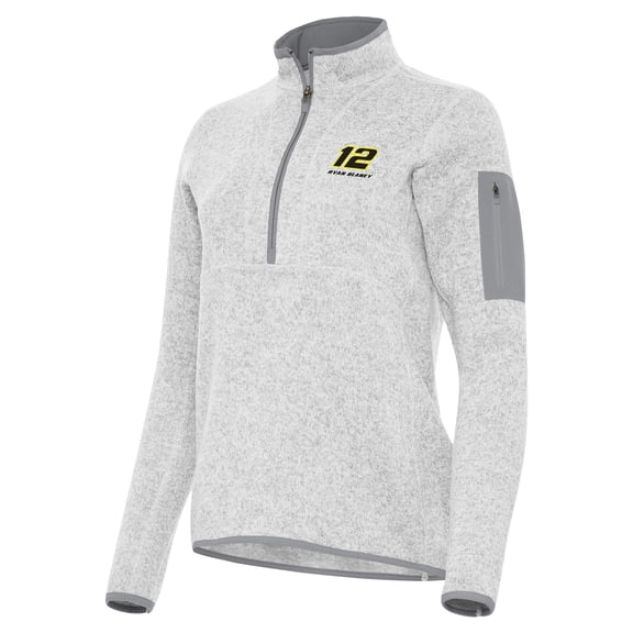 Women's Antigua Heather Gray Ryan Blaney Fortune Half-Zip Pullover Jacket