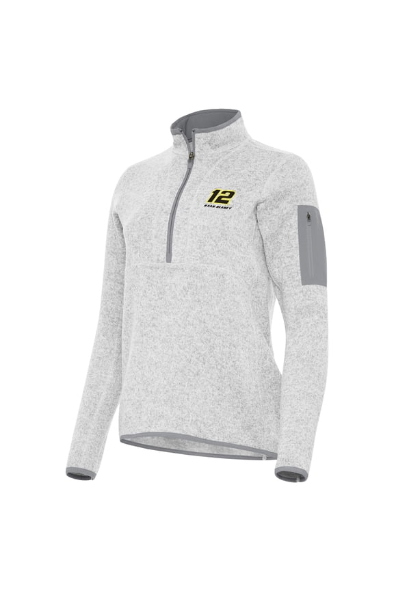 Women's Antigua Heather Gray Ryan Blaney Fortune Half-Zip Pullover Jacket