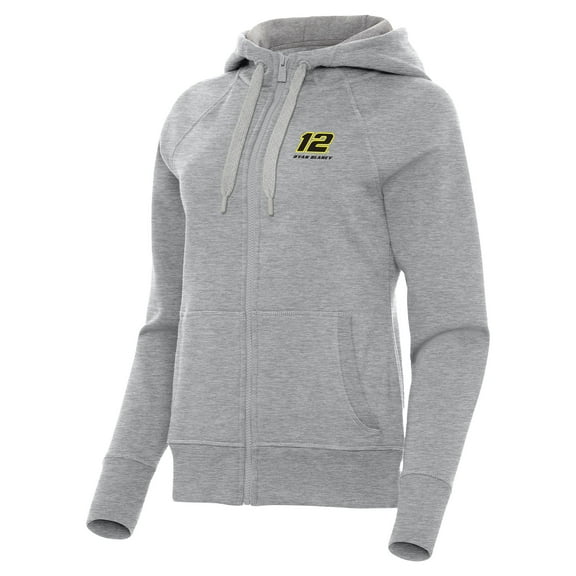 Women's Antigua Heather Gray Ryan Blaney Victory Full-Zip Hoodie