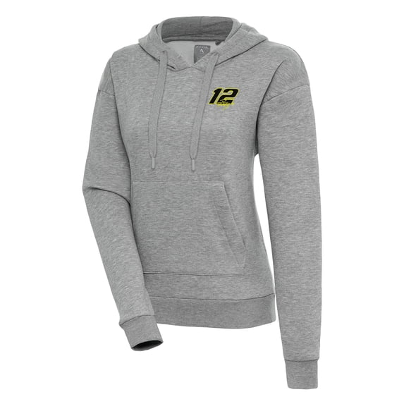 Women's Antigua Heather Gray Ryan Blaney Victory Pullover Hoodie