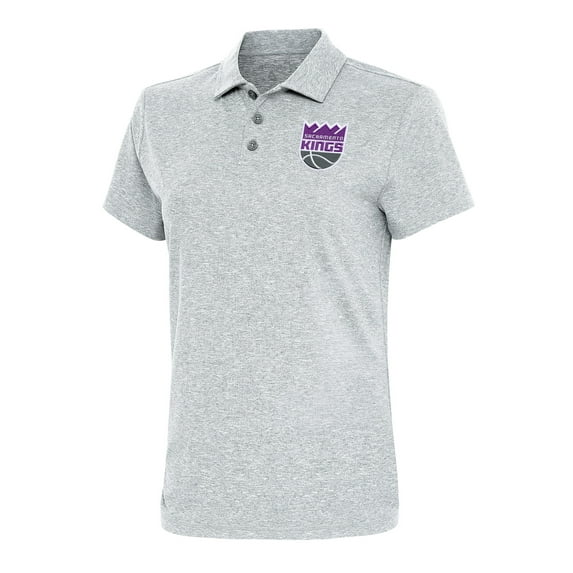 Women's Antigua Heather Gray Sacramento Kings Motivated Polo