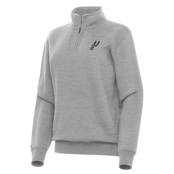Women's Antigua Heather Gray San Antonio Spurs Victory Quarter-Zip Sweatshirt
