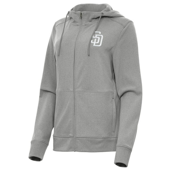Women's Antigua Heather Gray San Diego Padres Seeker Full-Zip Hoodie Jacket