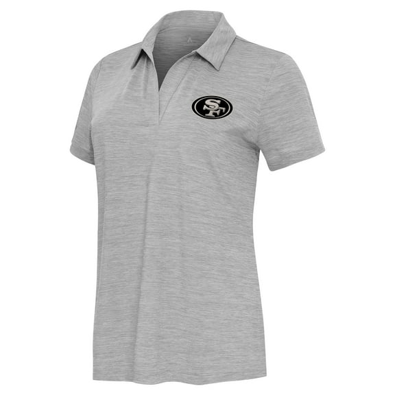 Women's Antigua  Heather Gray San Francisco 49ers Layout V-Neck Polo