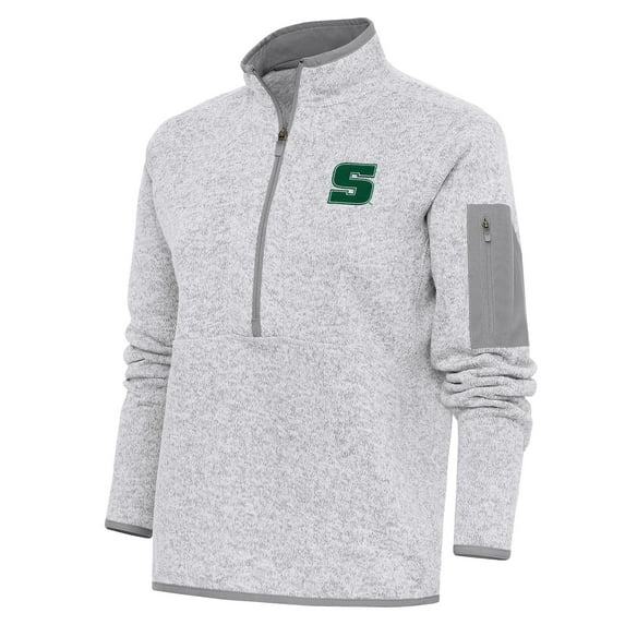 Women's Antigua Heather Gray Slippery Rock Pride Fortune Half-Zip Pullover Jacket
