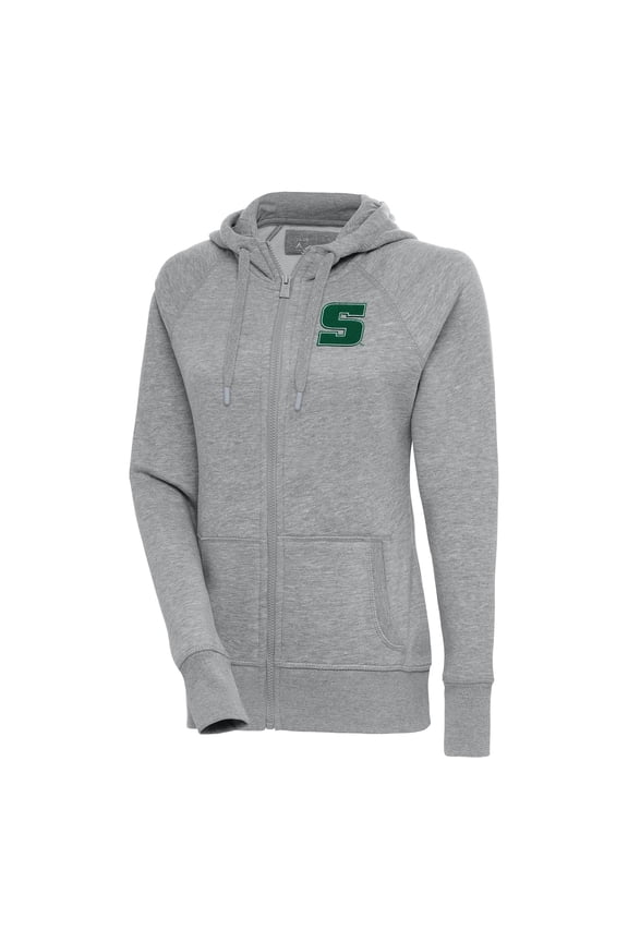 Women's Antigua Heather Gray Slippery Rock Pride Victory Full-Zip Hoodie