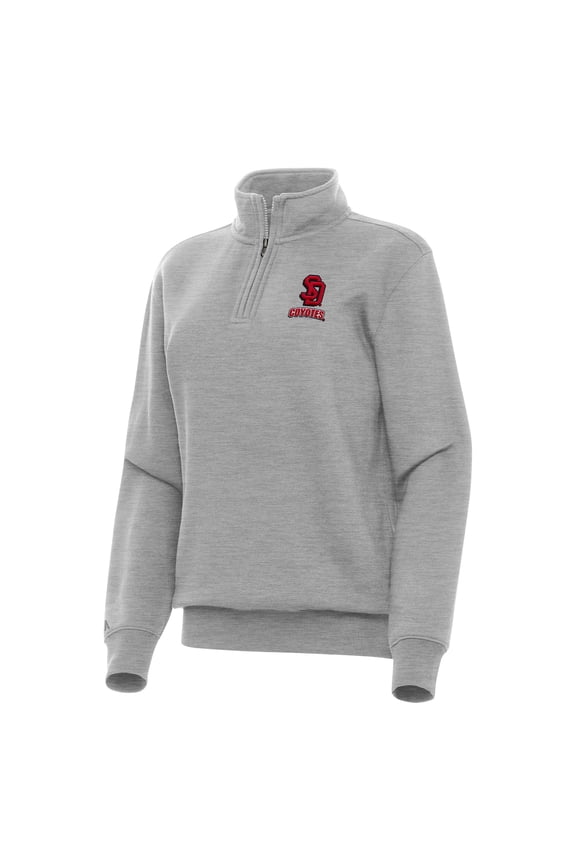 Women's Antigua Heather Gray South Dakota Coyotes Victory Quarter-Zip Sweatshirt