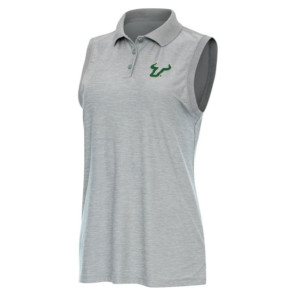 Women's Antigua  Heather Gray South Florida Bulls Recap Sleeveless Polo