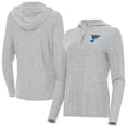 thumbnail image 1 of Women's Antigua Heather Gray St. Louis Blues Daybreak Quarter-Zip Hoodie, 1 of 3