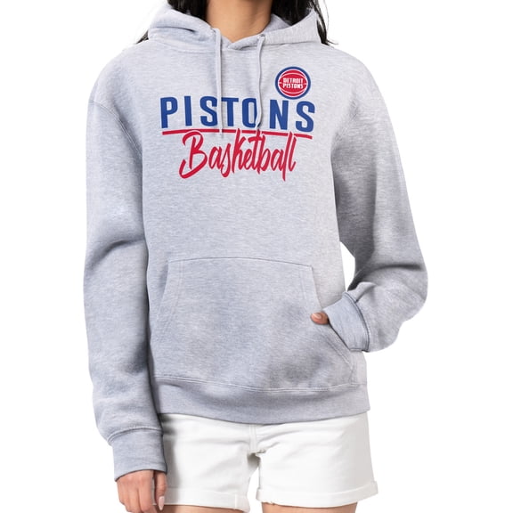 Women's G-III 4Her by Carl Banks Heather Gray Detroit Pistons Graphics Fleece Pullover Hoodie