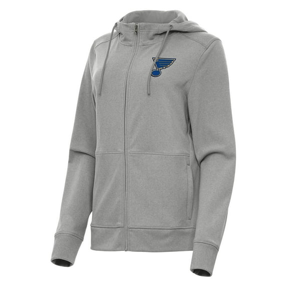 Women's Antigua Heather Gray St. Louis Blues Seeker Full-Zip Hoodie