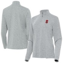 Women's Antigua  Heather Gray Stanford Cardinal Mentor Quarter-Zip Mock Neck Top