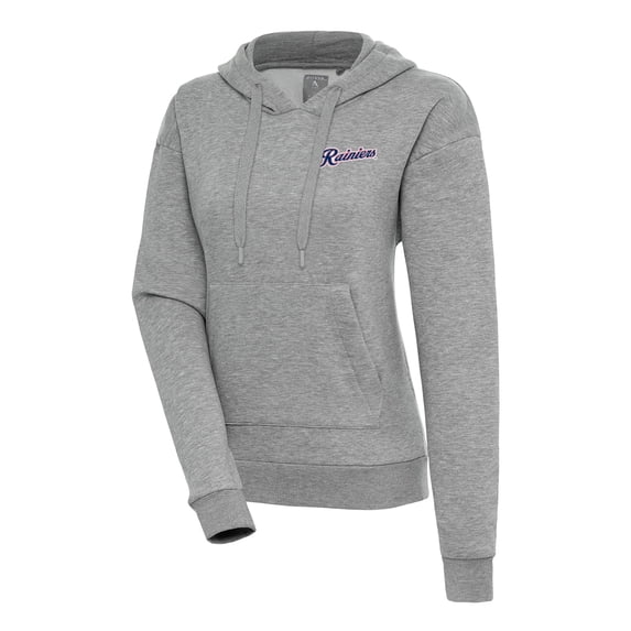 Women's Antigua Heather Gray Tacoma Rainiers Victory Pullover Hoodie