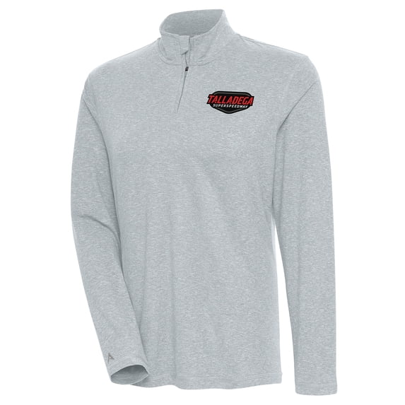 Women's Antigua Heather Gray Talladega Superspeedway Confront Quarter-Zip Pullover Top