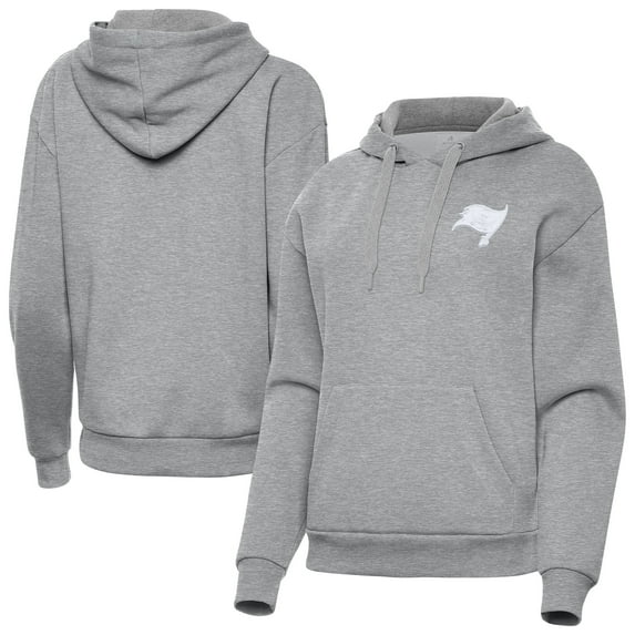 Women's Antigua Heather Gray Tampa Bay Buccaneers Victory Pullover Hoodie