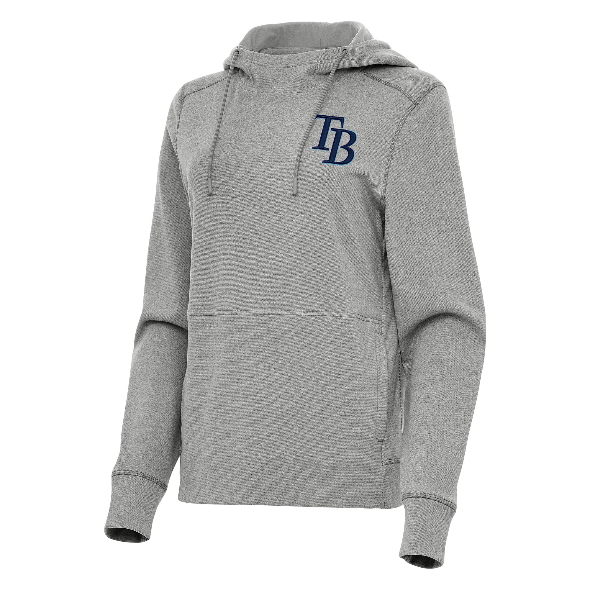 Women's Antigua Heather Gray Tampa Bay Rays Justice Pullover Hoodie