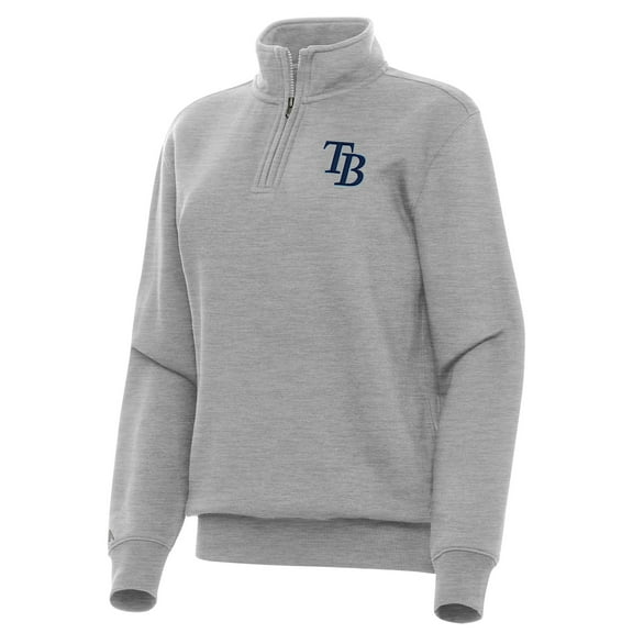 Women's Antigua Heather Gray Tampa Bay Rays Victory Quarter-Zip Sweatshirt