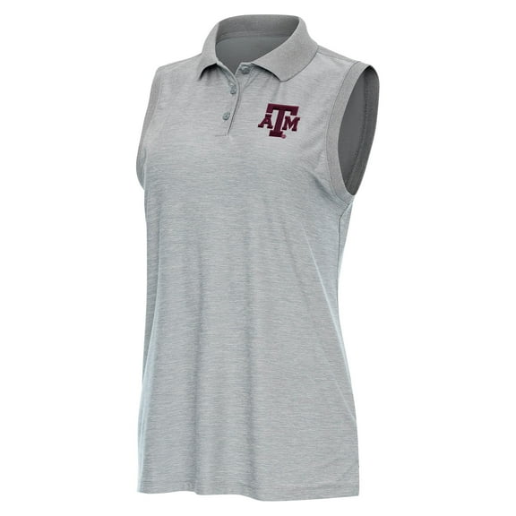 Women's Antigua  Heather Gray Texas A&M Aggies Recap Sleeveless Polo