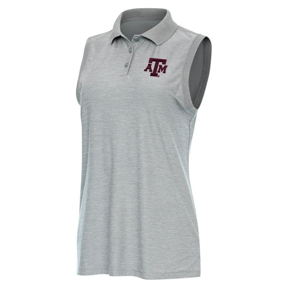 Women's Antigua Heather Gray Texas A&M Aggies Recap Sleeveless Polo