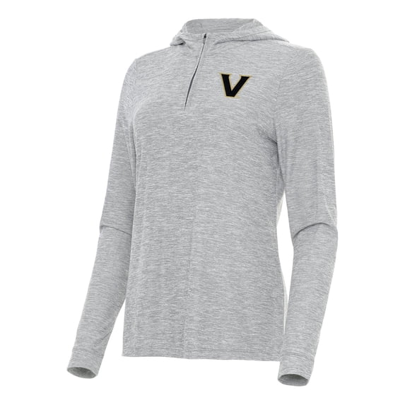 Women's Antigua Heather Gray Vanderbilt Commodores Daybreak Quarter-Zip Hoodie
