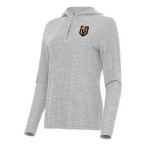 Women's Antigua Heather Gray Vegas Golden Knights Daybreak Quarter-Zip Hoodie