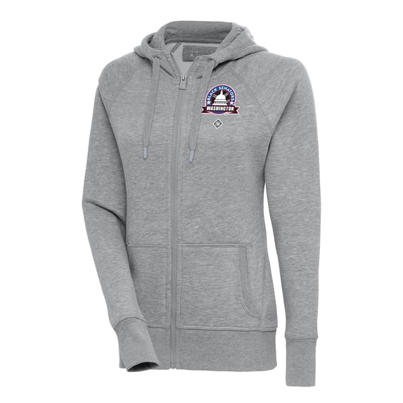 Women's Antigua Heather Gray Washington Black Senators Victory Full-Zip Hoodie