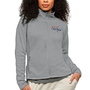Women's Antigua Heather Gray Washington Capitals Primary Logo Course Full-Zip Jacket