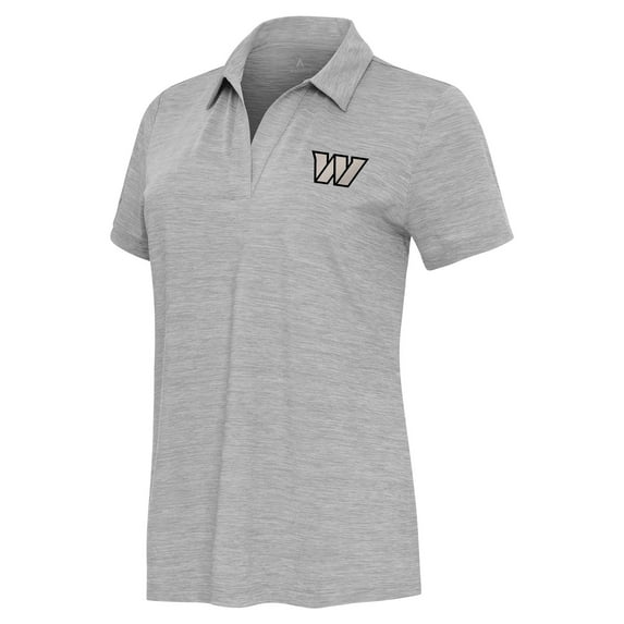 Women's Antigua Heather Gray Washington Commanders Layout V-Neck Polo
