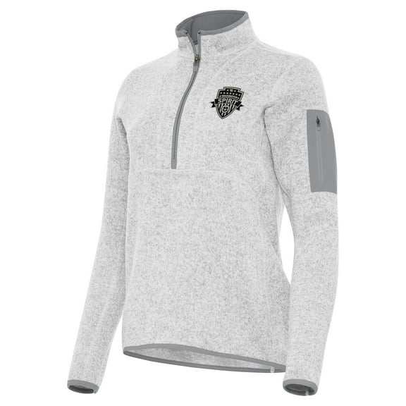 Women's Antigua Heather Gray Washington Spirit Fortune Quarter-Zip Jacket