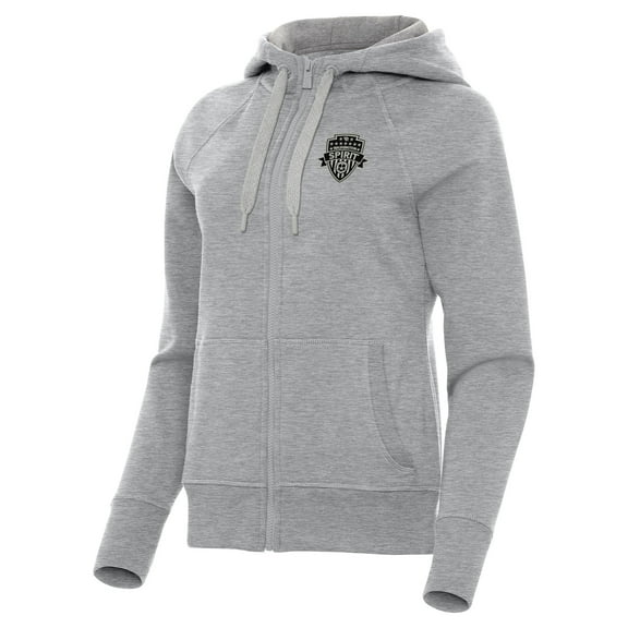 Women's Antigua Heather Gray Washington Spirit Victory Full-Zip Hoodie