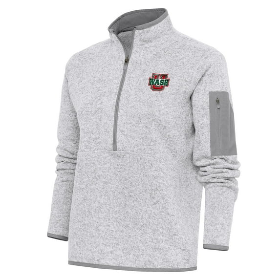 Women's Antigua Heather Gray WashU Fortune Half-Zip Pullover Jacket