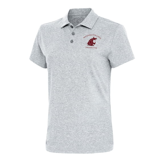 Women's Antigua Heather Gray Washington State Cougars Motivated Polo