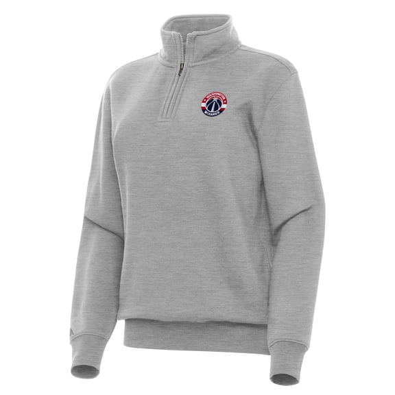 Women's Antigua Heather Gray Washington Wizards Victory Quarter-Zip Sweatshirt