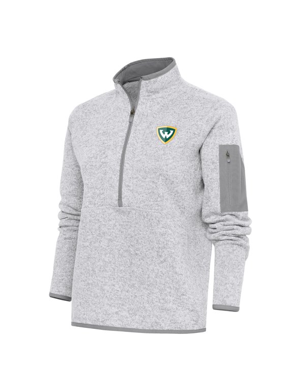 Women's Antigua Heather Gray Wayne State Warriors Fortune Half-Zip Jacket