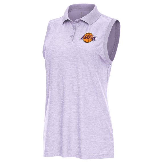 Women's Antigua Heather Lavender Los Angeles Lakers Recap Sleeveless Polo