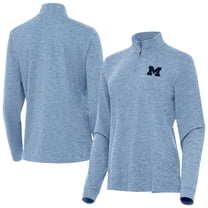Women's Antigua Heather Light Blue Michigan Wolverines Mentor Quarter-Zip Top
