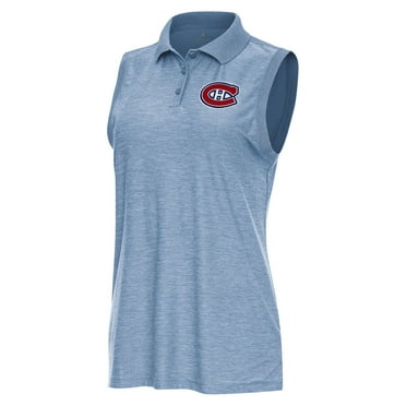 Women's Antigua Heather Light Blue Montreal Canadiens Recap Sleeveless Polo